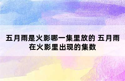 五月雨是火影哪一集里放的 五月雨在火影里出现的集数